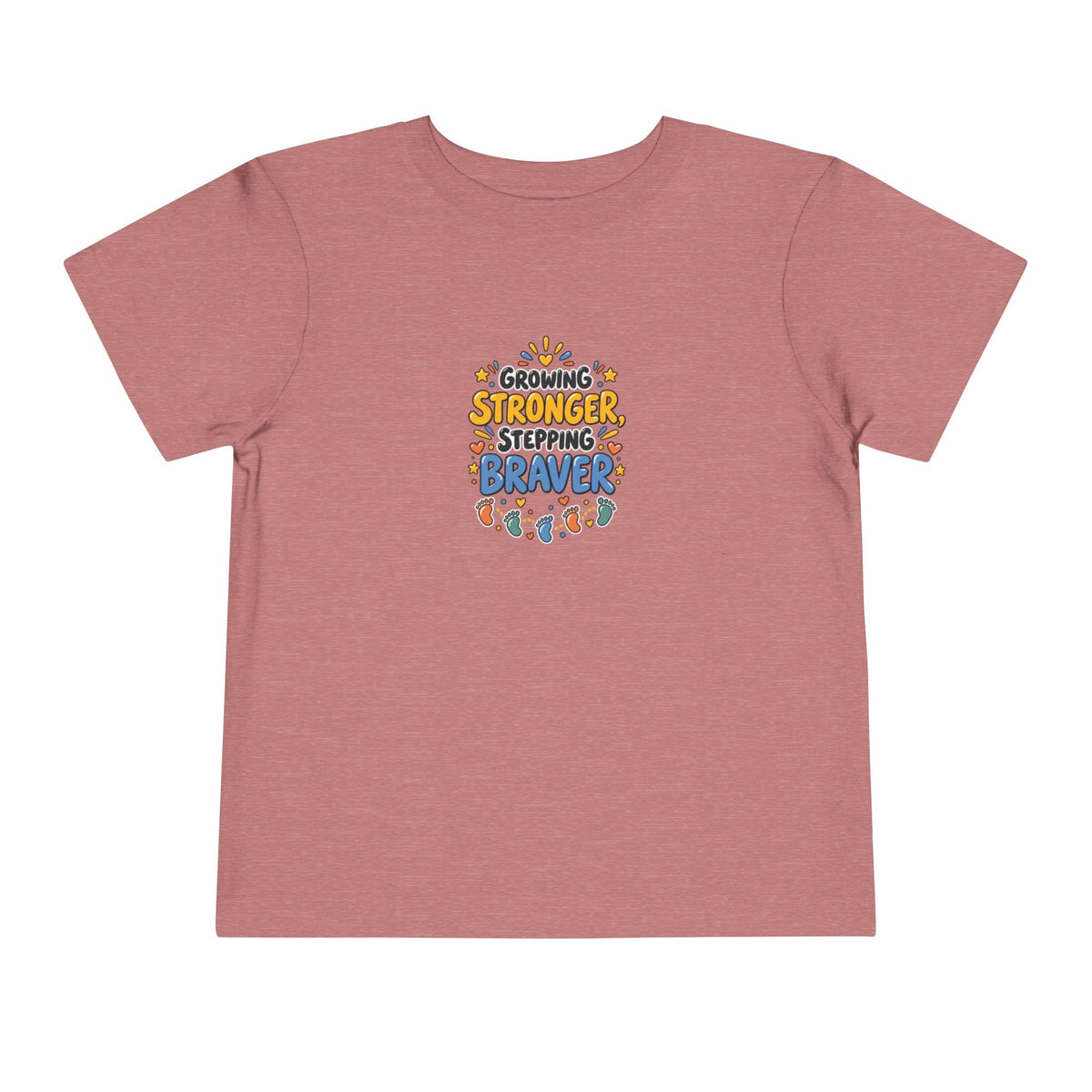 Growing Stronger Stepping Braver Toddler Tee | Uplifted By Design™ Inspirational Kids Shirt
