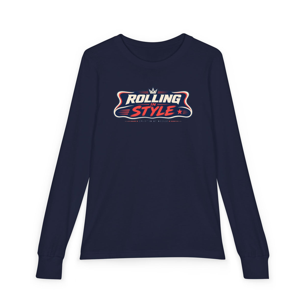 "Rolling In Style" Youth Long Sleeve Tee — Streetwear Banner Crest | Uplifted By Design™ Cerebral Palsy & Disability Pride Shirt