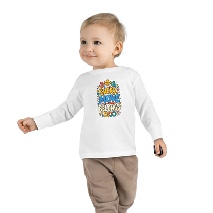 "Every Move Belongs" Toddler Long Sleeve Tee — Inclusive Movement | Uplifted By Design™ Cerebral Palsy & Disability Pride Shirt