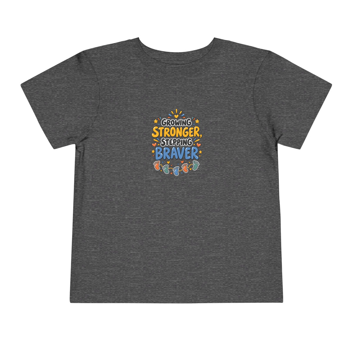 Growing Stronger Stepping Braver Toddler Tee | Uplifted By Design™ Inspirational Kids Shirt