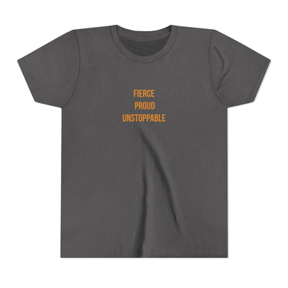 "Fierce Proud Unstoppable" Cerebral Palsy Awareness Youth Tee | Uplifted By Design