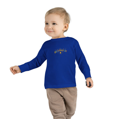 "Unstoppable Joy" Toddler Long Sleeve Tee — Sunny Doodle Lettering | Uplifted By Design™ Cerebral Palsy & Adaptive Movement Shirt