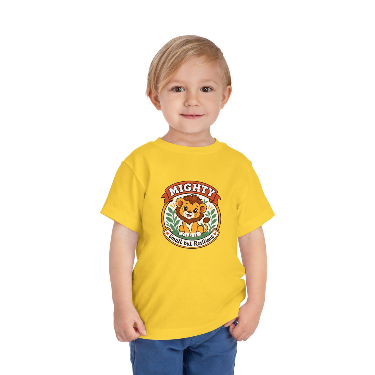 Mighty Lion Toddler Tee — "Mighty & Small but Resilient" Cute Kids T-Shirt
