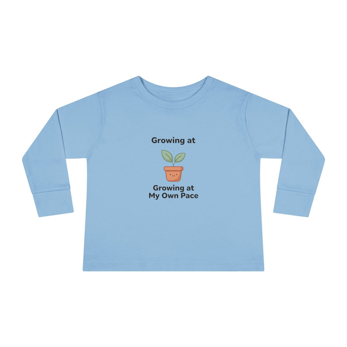 "Growing at My Own Pace" Toddler Long Sleeve Tee — Little Sprout Pot | Uplifted By Design™ Inspirational Kids Shirt