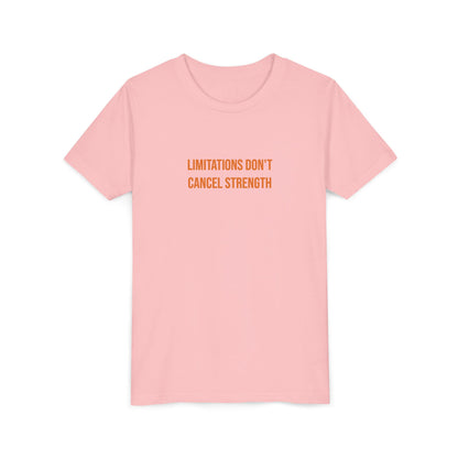 "Limitations Don't Cancel Strength" Cerebral Palsy Awareness Youth Tee | Uplifted By Design