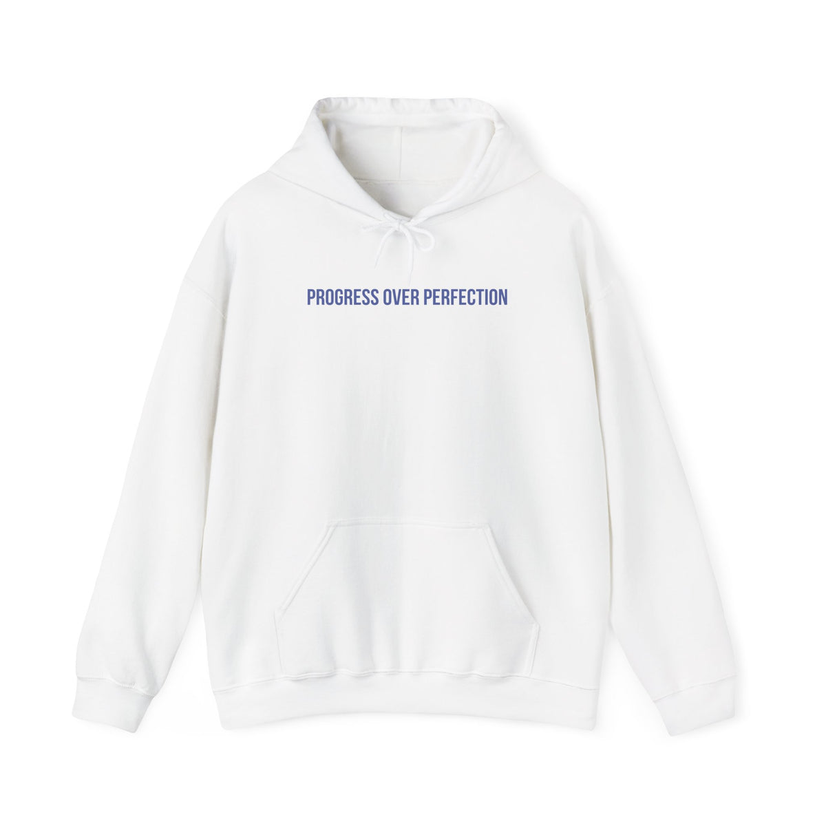 "Progress Over Perfection" Unisex Hoodie — Minimal Blue Statement | Uplifted By Design™ Mental Health & Emotional Wellbeing Hoodie