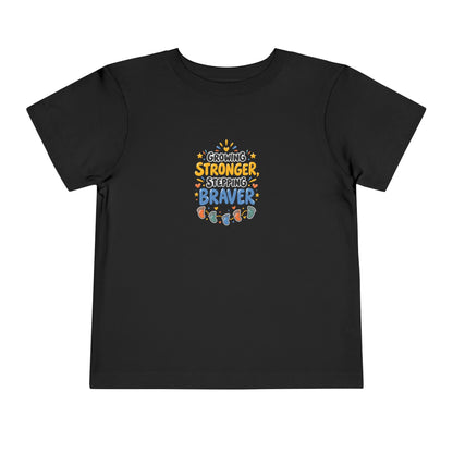 Growing Stronger Stepping Braver Toddler Tee | Uplifted By Design™ Inspirational Kids Shirt
