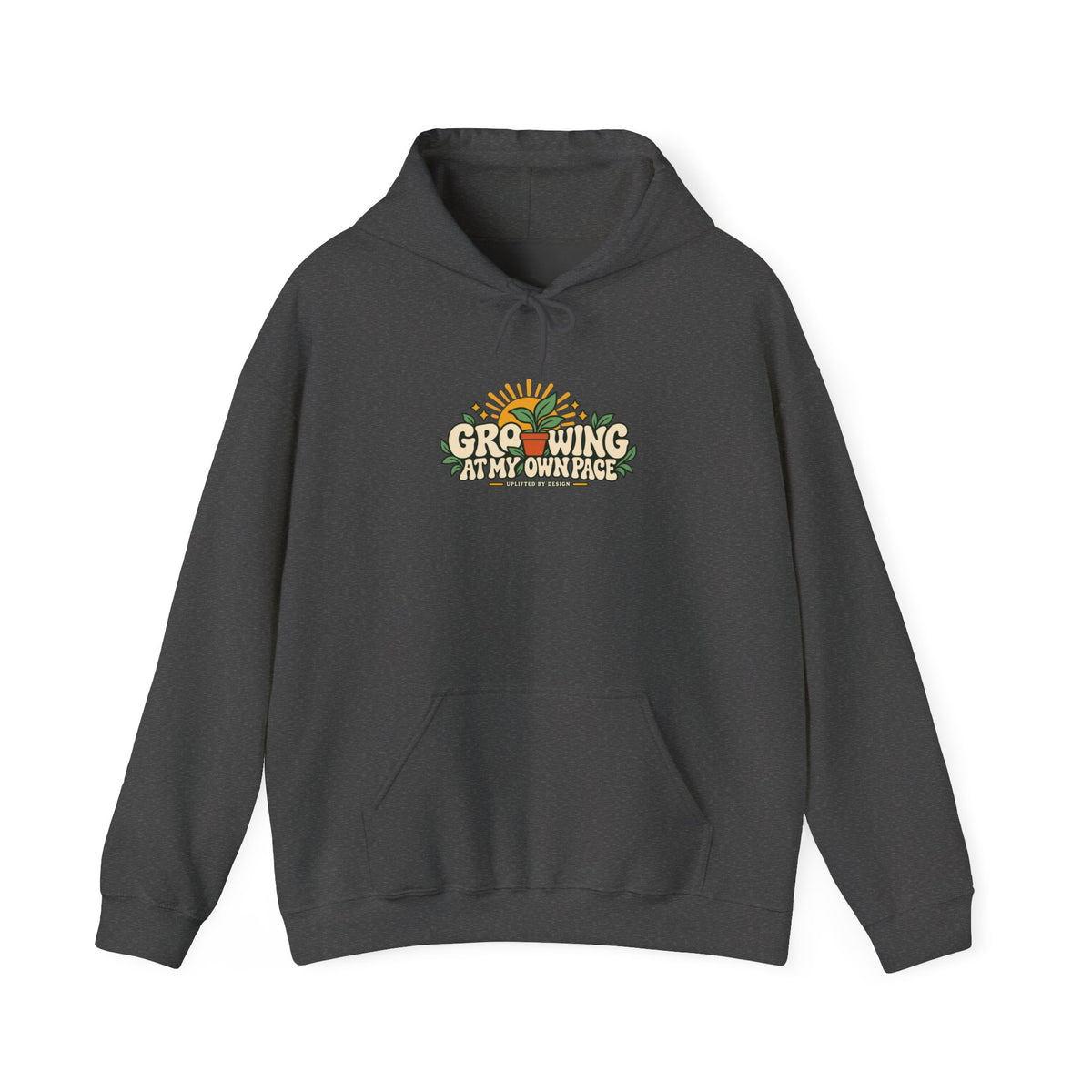 "Growing at My Own Pace" Unisex Hoodie — Botanical Growth Graphic | Uplifted By Design™ Mental Health & Emotional Wellbeing Hoodie