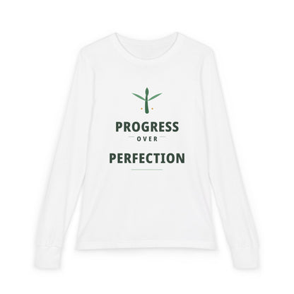 Progress Over Perfection Illustrated Edition Youth Long-Sleeve Tee | Uplifted By Design™