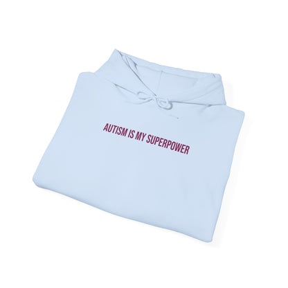 "Autism Is My Superpower" Unisex Hoodie — Minimal Plum Statement | Uplifted By Design™ Autism Acceptance & Sensory Pride Hoodie