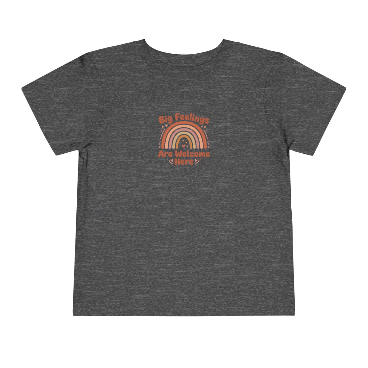 Big Feelings Are Welcome Here Toddler Shirt | Boho Rainbow Emotional Wellness Kids Tee