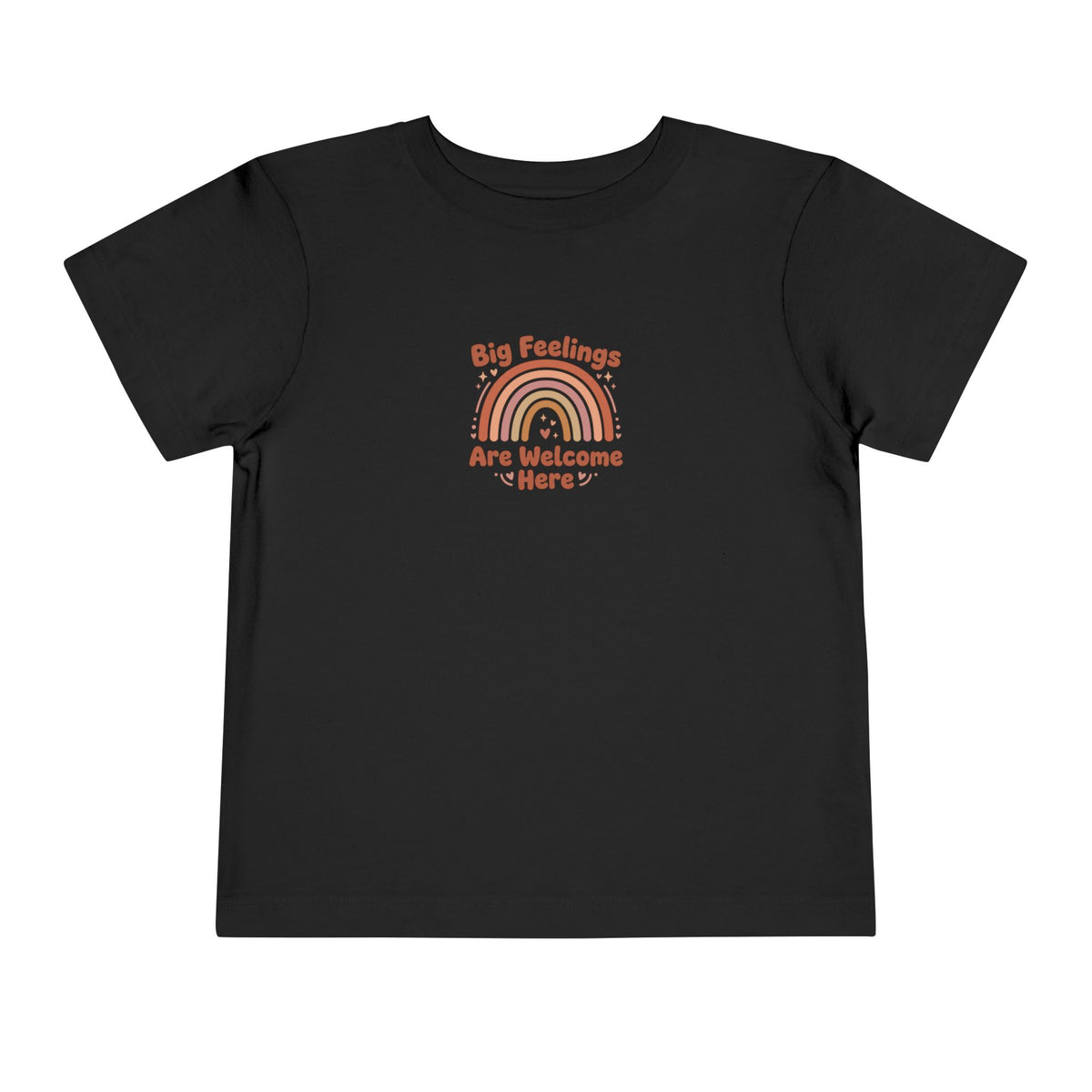 Big Feelings Are Welcome Here Toddler Shirt | Boho Rainbow Emotional Wellness Kids Tee
