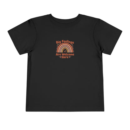 Big Feelings Are Welcome Here Toddler Shirt | Boho Rainbow Emotional Wellness Kids Tee