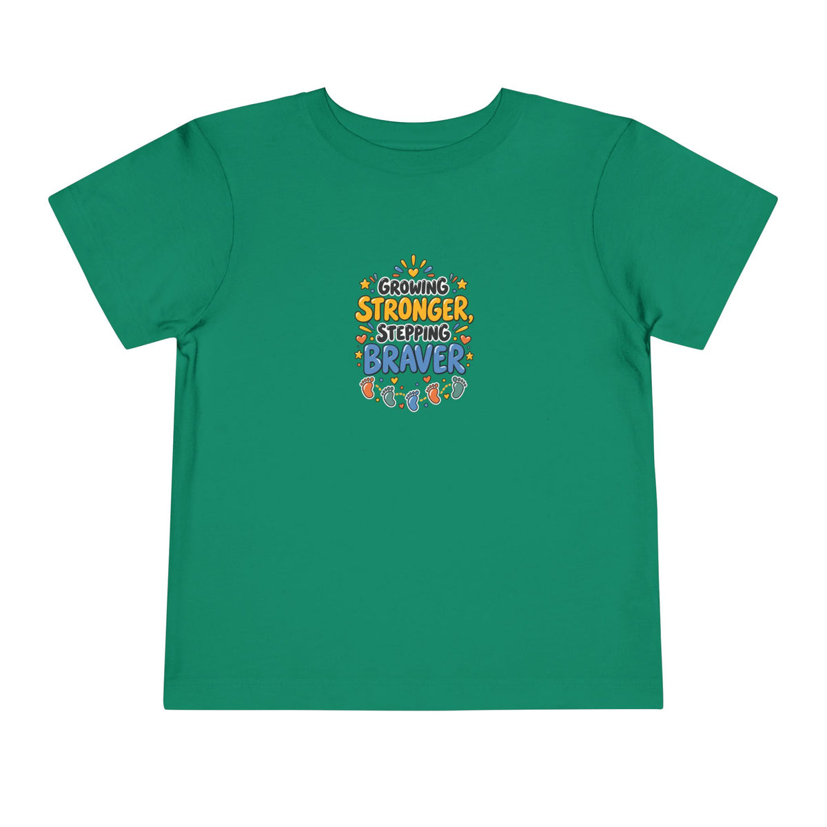 Growing Stronger Stepping Braver Toddler Tee | Uplifted By Design™ Inspirational Kids Shirt