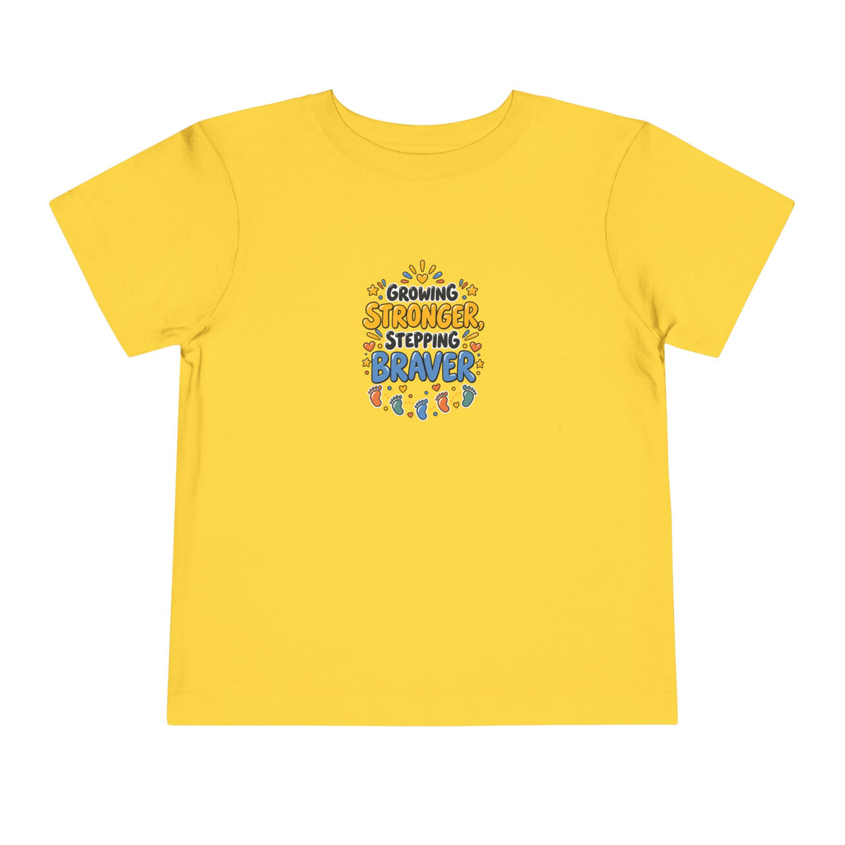 Growing Stronger Stepping Braver Toddler Tee | Uplifted By Design™ Inspirational Kids Shirt