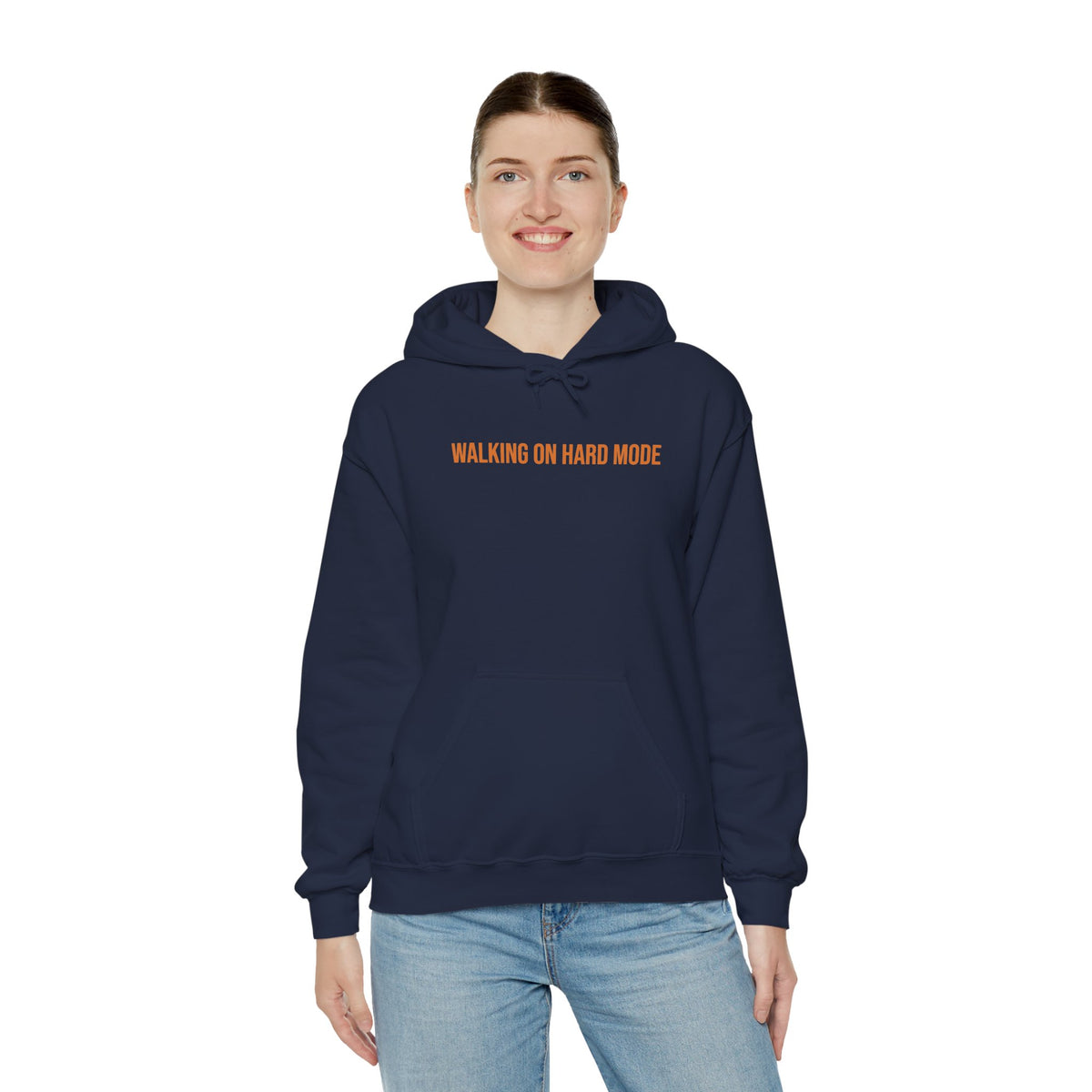 "Walking on Hard Mode" Unisex Hoodie — Bold Gold Statement | Uplifted By Design™ Cerebral Palsy & Adaptive Movement Hoodie