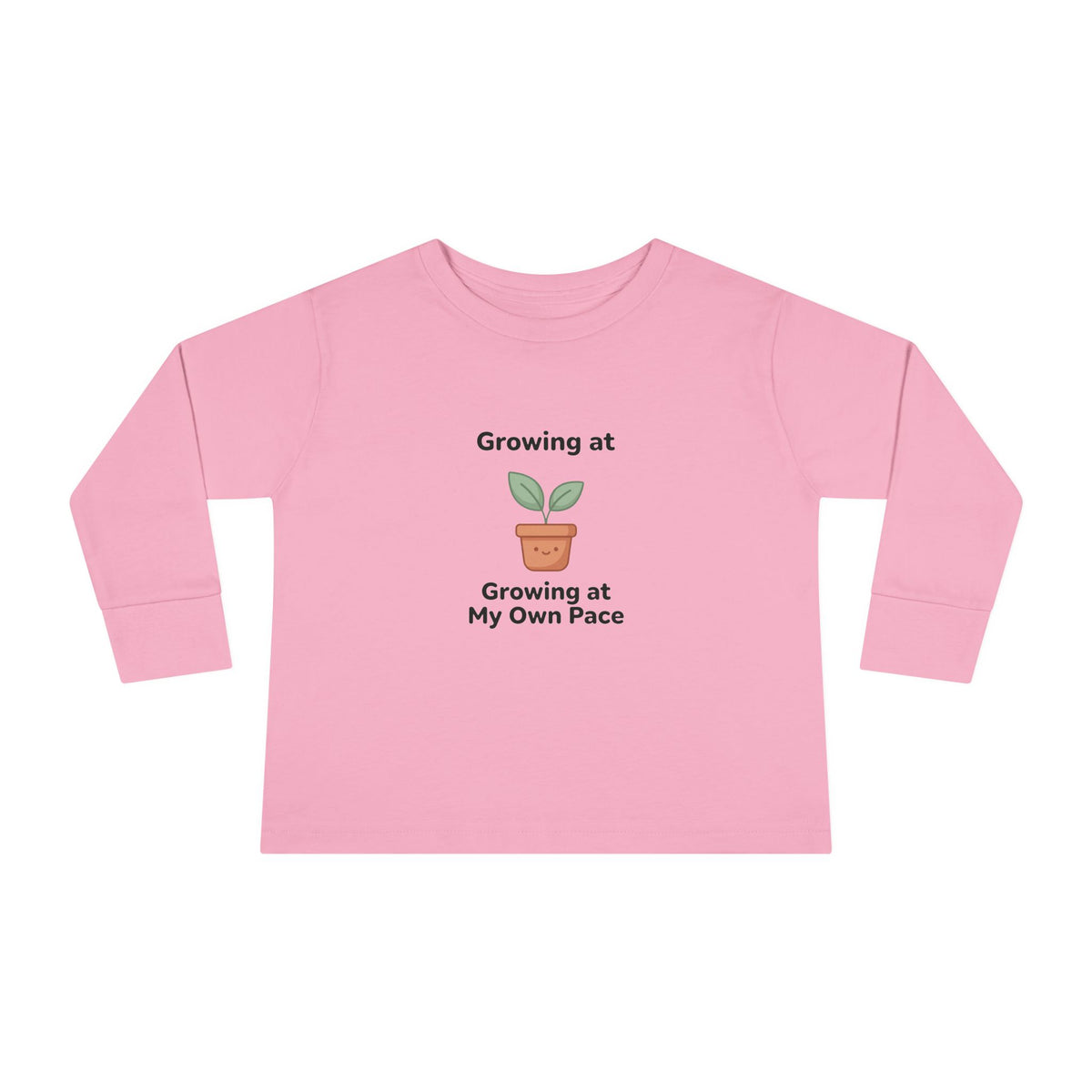 "Growing at My Own Pace" Toddler Long Sleeve Tee — Little Sprout Pot | Uplifted By Design™ Inspirational Kids Shirt