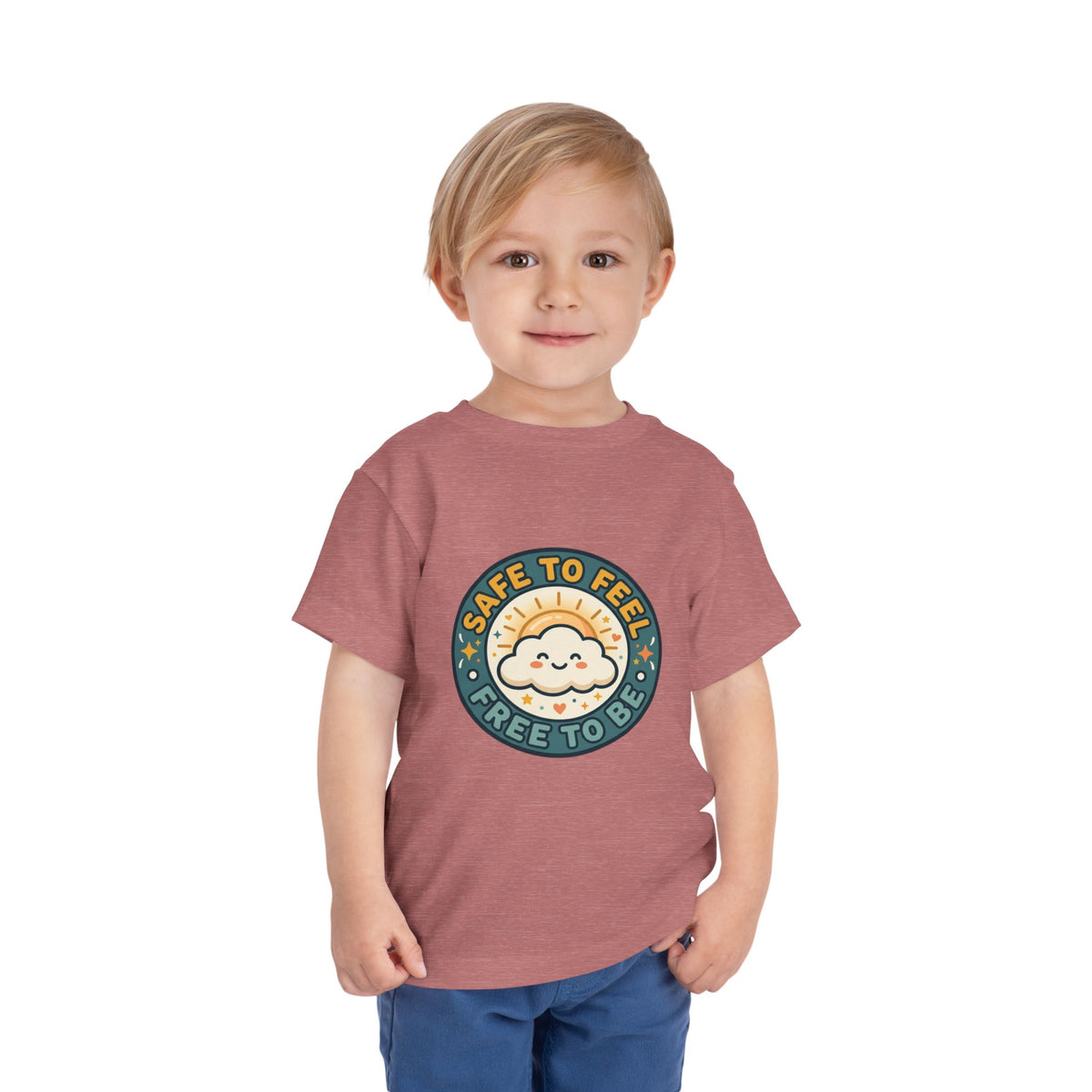 Toddler Tee — "Safe to Feel, Free to Be" Emotional Wellness | Mental Health Affirmation Kids Shirt