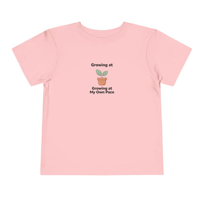 Growing at My Own Pace Toddler Shirt | Potted Plant Positive Affirmation Kids Tee