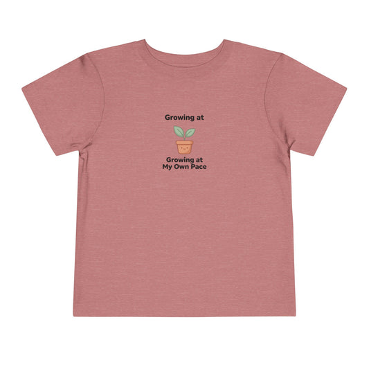 Growing at My Own Pace Toddler Shirt | Potted Plant Positive Affirmation Kids Tee
