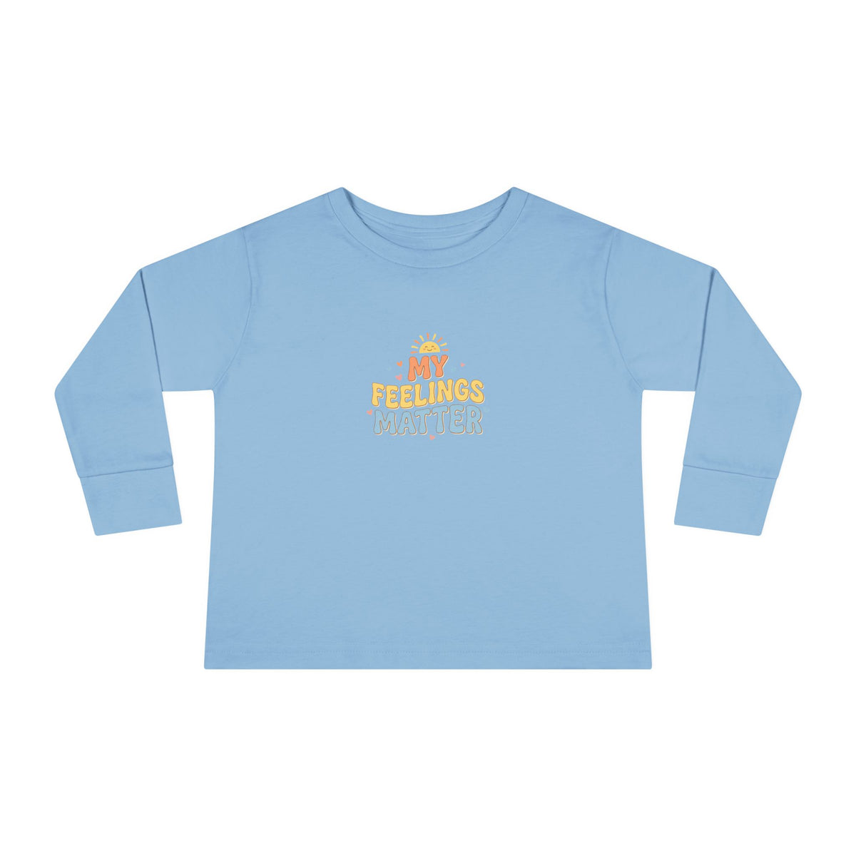 "My Feelings Matter" Toddler Long Sleeve Tee — Pastel Heart Lettering | Uplifted By Design™ Inspirational Kids Shirt