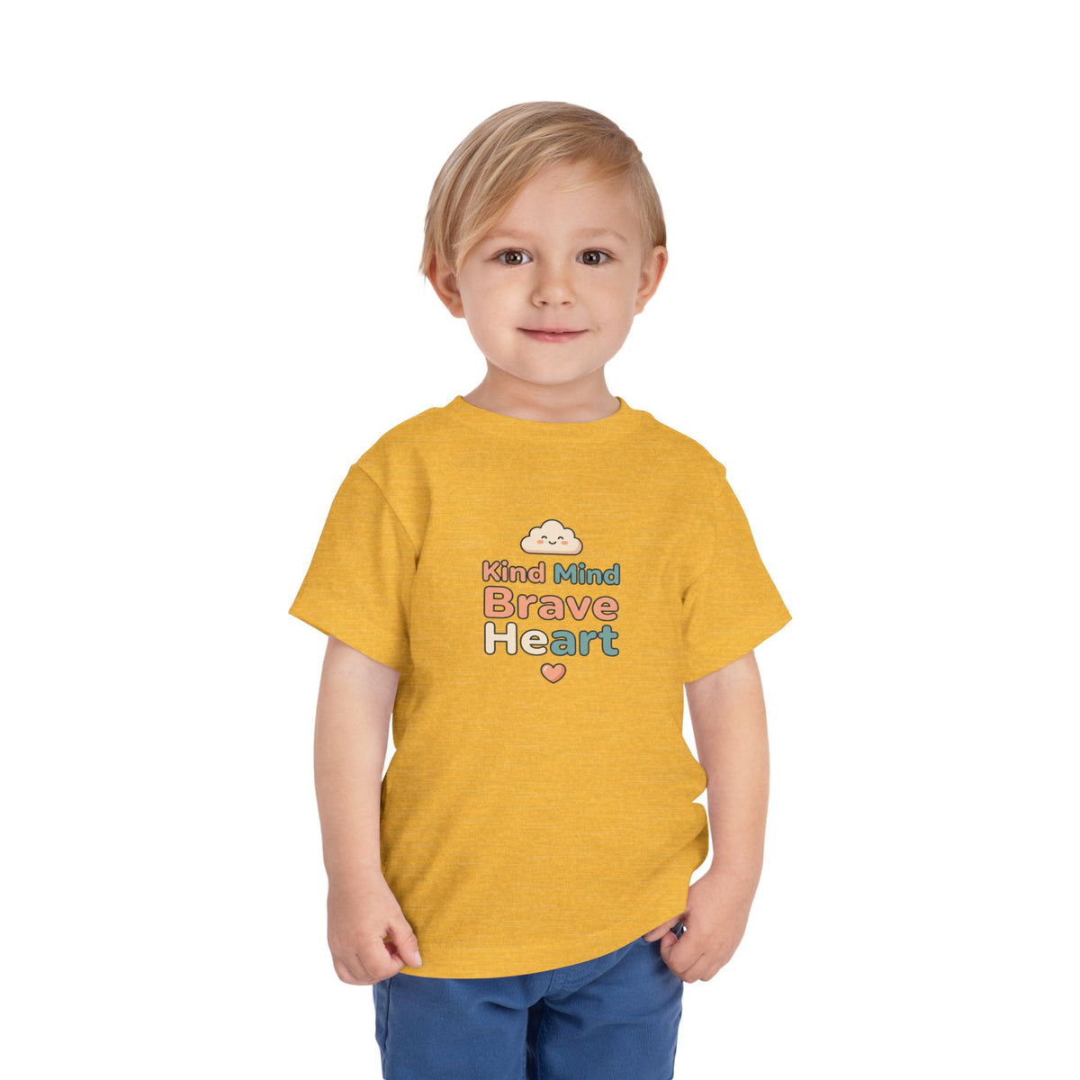 Kind Mind Brave Heart Toddler Shirt | Positive Affirmations Emotional Wellness Kids Tee