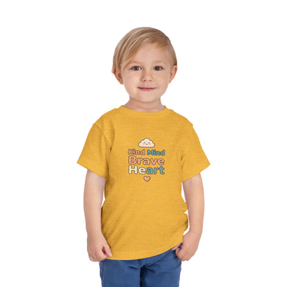 Kind Mind Brave Heart Toddler Shirt | Positive Affirmations Emotional Wellness Kids Tee