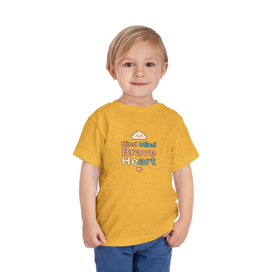 Kind Mind Brave Heart Toddler Shirt | Positive Affirmations Emotional Wellness Kids Tee