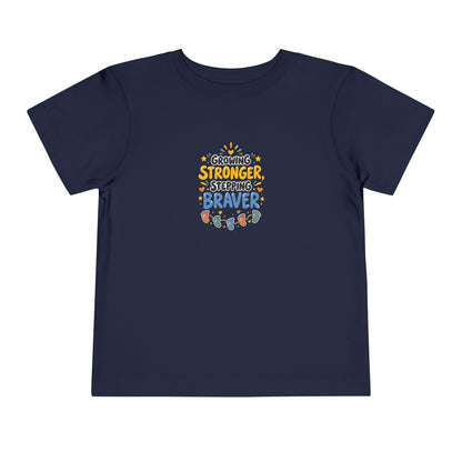 Growing Stronger Stepping Braver Toddler Tee | Uplifted By Design™ Inspirational Kids Shirt