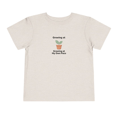 Growing at My Own Pace Toddler Shirt | Potted Plant Positive Affirmation Kids Tee