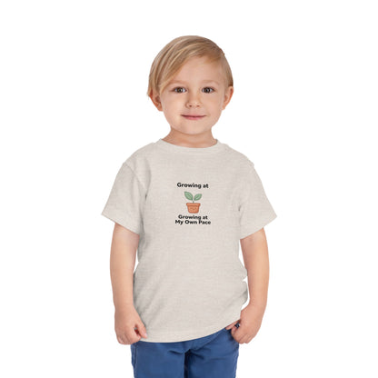 Growing at My Own Pace Toddler Shirt | Potted Plant Positive Affirmation Kids Tee