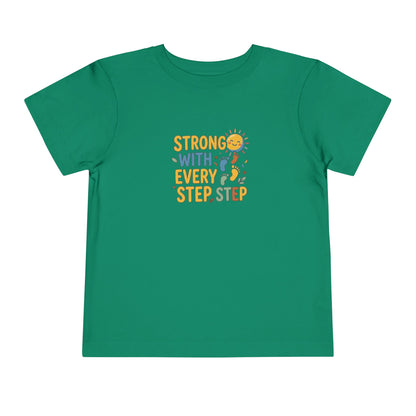 Toddler Tee — "Strong With Every Step, Step" Sunshine Design | Cerebral Palsy & Adaptive Movement Shirt