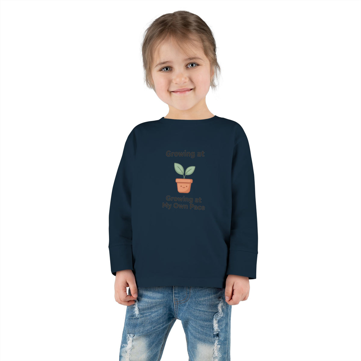 "Growing at My Own Pace" Toddler Long Sleeve Tee — Little Sprout Pot | Uplifted By Design™ Inspirational Kids Shirt