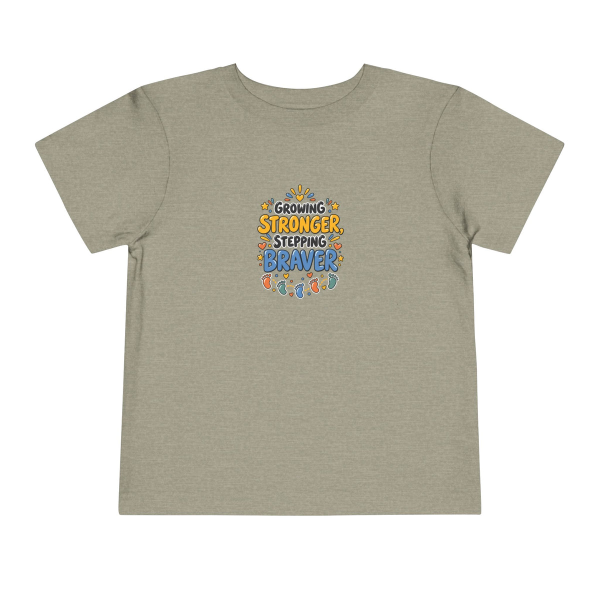 Growing Stronger Stepping Braver Toddler Tee | Uplifted By Design™ Inspirational Kids Shirt