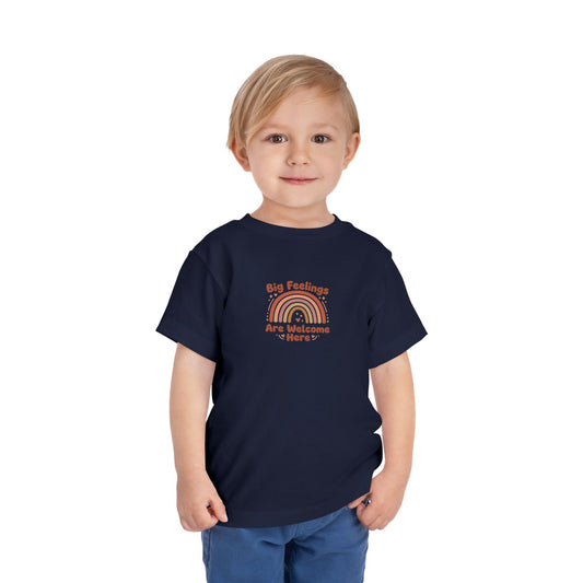 Big Feelings Are Welcome Here Toddler Shirt | Boho Rainbow Emotional Wellness Kids Tee