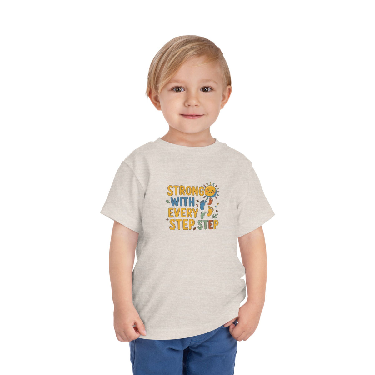 Toddler Tee — "Strong With Every Step, Step" Sunshine Design | Cerebral Palsy & Adaptive Movement Shirt