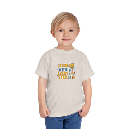 Toddler Tee — "Strong With Every Step, Step" Sunshine Design | Cerebral Palsy & Adaptive Movement Shirt