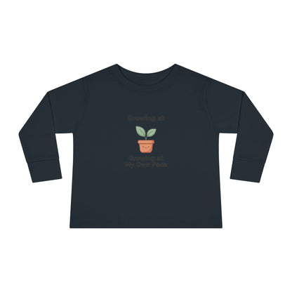 "Growing at My Own Pace" Toddler Long Sleeve Tee — Little Sprout Pot | Uplifted By Design™ Inspirational Kids Shirt