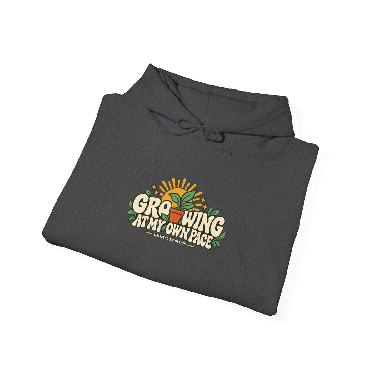 "Growing at My Own Pace" Unisex Hoodie — Botanical Growth Graphic | Uplifted By Design™ Mental Health & Emotional Wellbeing Hoodie