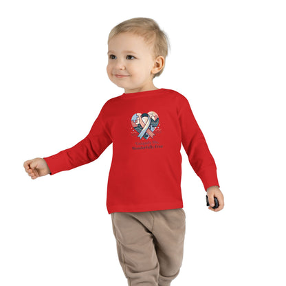 "Uniquely Me, Wonderfully Free" Toddler Long Sleeve Tee — Puzzle Heart Ribbon | Uplifted By Design™ Autism Acceptance & Sensory Pride Shirt