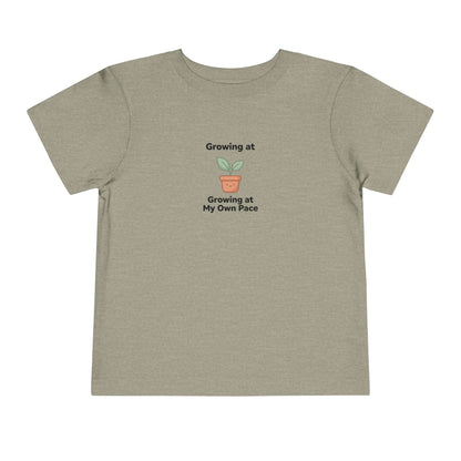 Growing at My Own Pace Toddler Shirt | Potted Plant Positive Affirmation Kids Tee