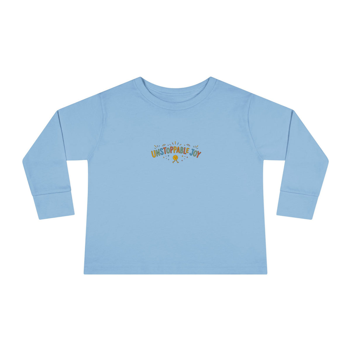 "Unstoppable Joy" Toddler Long Sleeve Tee — Sunny Doodle Lettering | Uplifted By Design™ Cerebral Palsy & Adaptive Movement Shirt