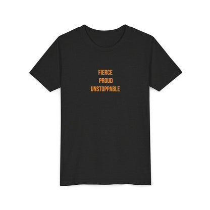 "Fierce Proud Unstoppable" Cerebral Palsy Awareness Youth Tee | Uplifted By Design