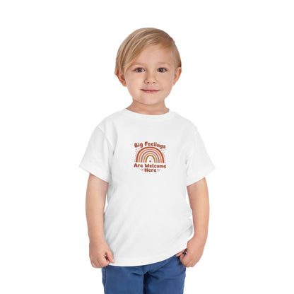 Big Feelings Are Welcome Here Toddler Shirt | Boho Rainbow Emotional Wellness Kids Tee