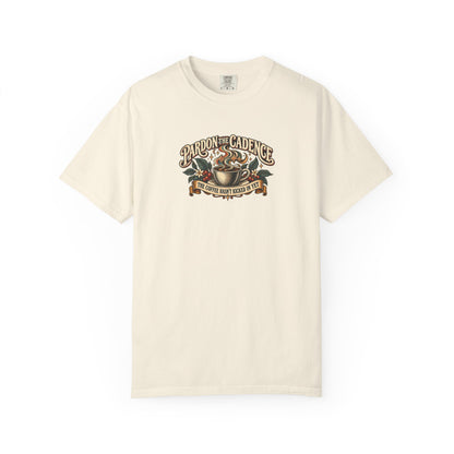"Pardon the Cadence" Illustrated Edition Unisex T-Shirt — Vintage Coffee & Botanical Graphic | Uplifted By Design™ Cerebral Palsy & Speech Difference Tee