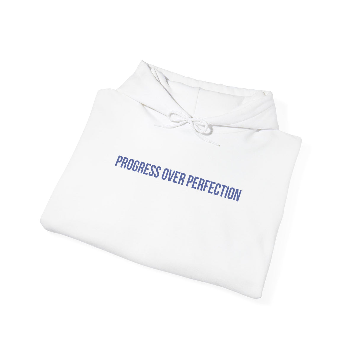 "Progress Over Perfection" Unisex Hoodie — Minimal Blue Statement | Uplifted By Design™ Mental Health & Emotional Wellbeing Hoodie