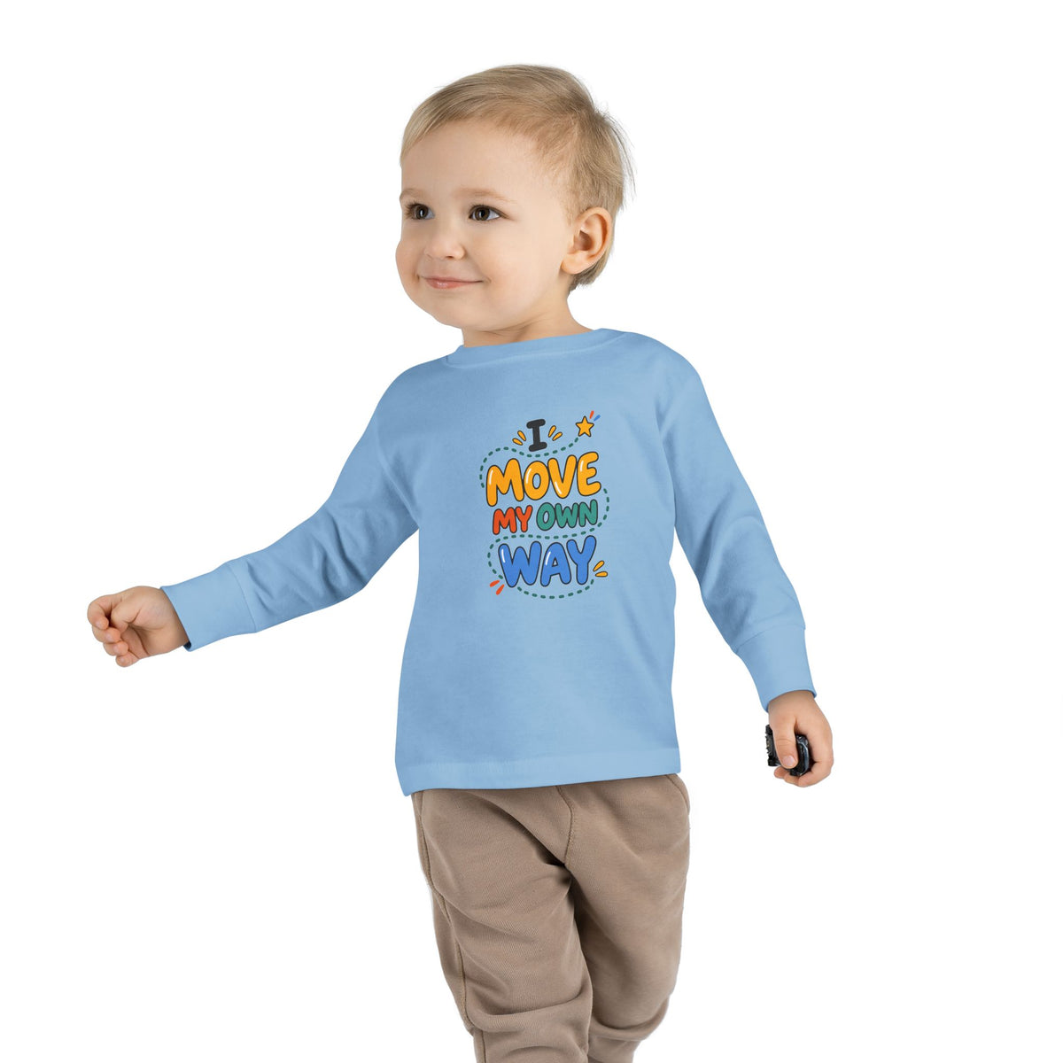 "I Move My Own Way" Toddler Long Sleeve Tee — Bold Movement Quote | Uplifted By Design™ Cerebral Palsy & Adaptive Movement Shirt
