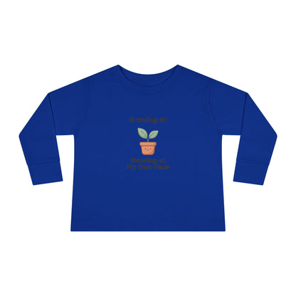 "Growing at My Own Pace" Toddler Long Sleeve Tee — Little Sprout Pot | Uplifted By Design™ Inspirational Kids Shirt