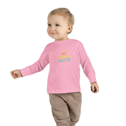 "My Feelings Matter" Toddler Long Sleeve Tee — Pastel Heart Lettering | Uplifted By Design™ Inspirational Kids Shirt