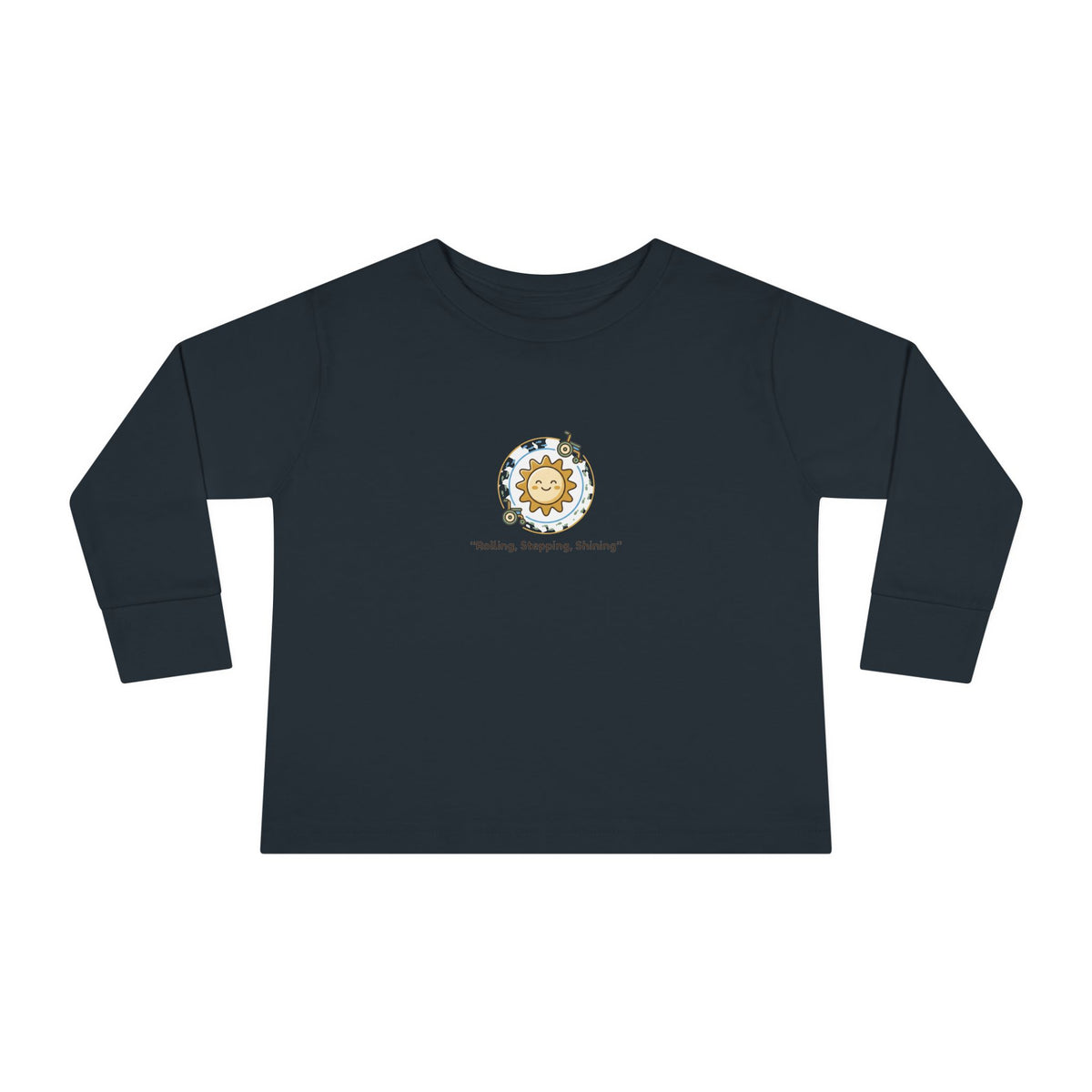 "Rolling, Stepping, Shining" Toddler Long Sleeve Tee — Adaptive Mobility Sun | Uplifted By Design™ Cerebral Palsy & Disability Pride Shirt